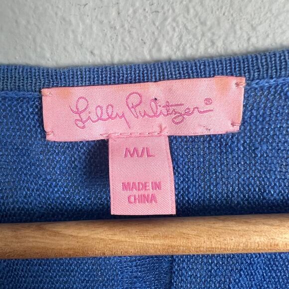 Lilly Pulitzer Women's M/L Sweater 100% Linen Tunic V-Neck Coastal Resort Preppy - Picture 6 of 11